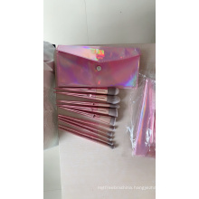 Customization 10 PCS Plating Laser  Rose Gold Handle  Makeup Brushes  With Gorgeous Bag Makeup Brush Tools